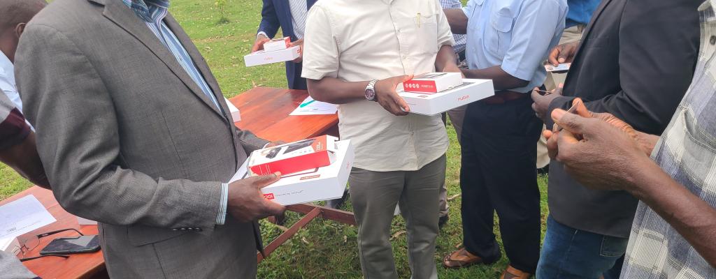 Deputy Cao and RDC handing over tablets from the ministry of ICT to the PDM secretariat. The tablets will improve on the service delivery and fast tracking of PDM related activities in the district. Deputy Cao and RDC handing over tablets from the ministry of ICT to the PDM secretariat.